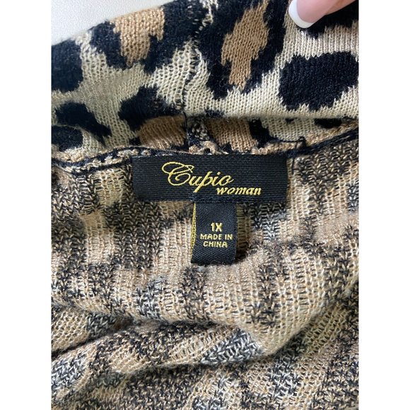 Cupid Woman Sz 1X Leopard Waterfall Cardigan Soft GUC - Picture 5 of 5